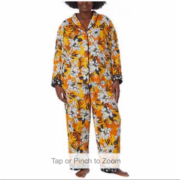 Room Service Ladies Women Shawl Collar Pajamas Set Floral Comfy - Picture 6 of 7